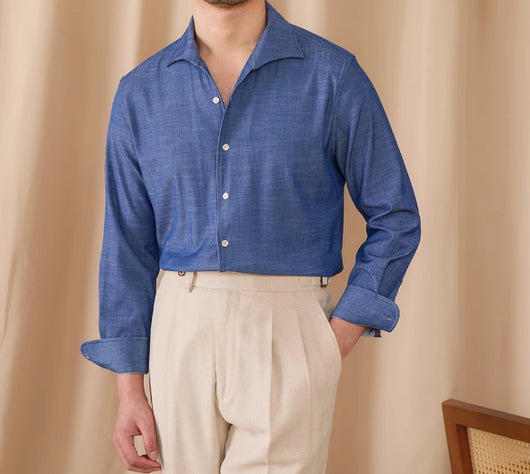 Camisa Casual de Manga Larga para Hombre con Cuello Drapeado Antiedad - Image 11