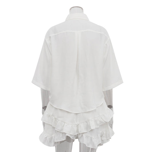 Conjunto Elegante: Blusa Manga Corta con Cuello Solapa y Falda Plisada - Image 22