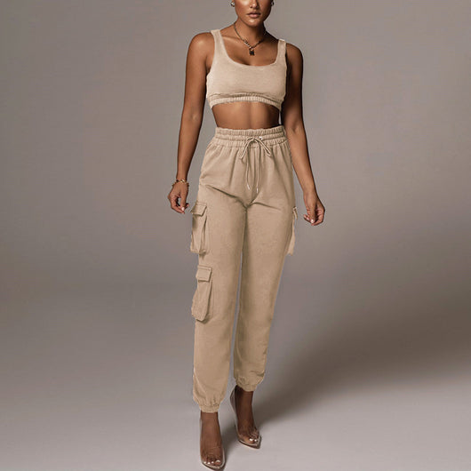 Conjunto Dos Piezas Mujer: Chaleco Umbilical y Pantalón Ajustable - Image 7