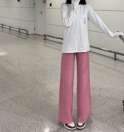 Pantalón Ancho de Lana Tejida con Caída Elegante para Mujer - Image 41