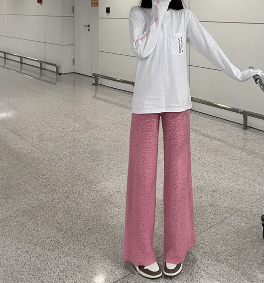 Pantalón Ancho de Lana Tejida con Caída Elegante para Mujer - Image 41