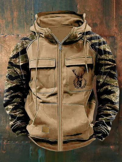 Sudadera Cargo para Hombre con Capucha, Múltiples Bolsillos y Diseño Bicolor - Image 15