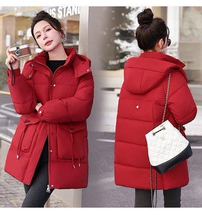 Abrigo de Invierno Coreano para Mujer - Algodón Grueso Largo - Image 17