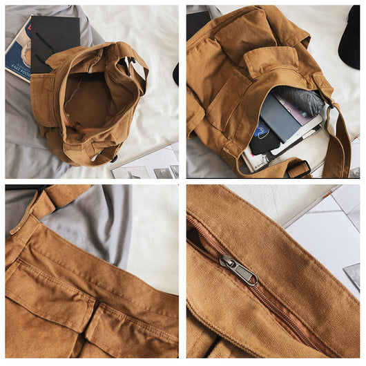 Bolsa Mensajera Canvas Unisex de Gran Capacidad con Múltiples Compartimentos - Image 19