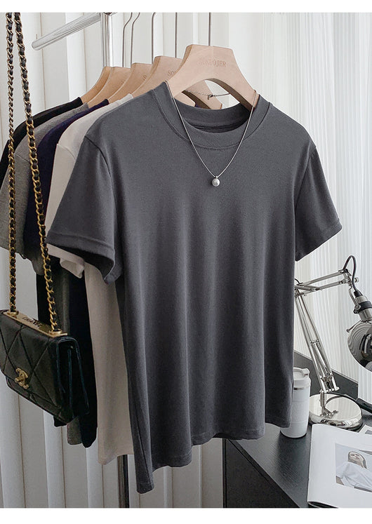 Blusa Ajustada de Modal para Mujer - Manga Corta Elástica Cuello Redondo - Image 13