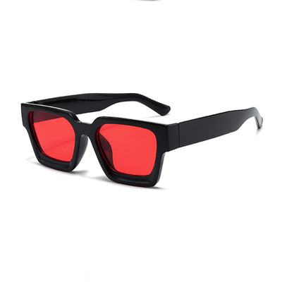 Olive green rectangular sunglasses with dark gray lenses, featuring a thick, modern frame design. - Image 8