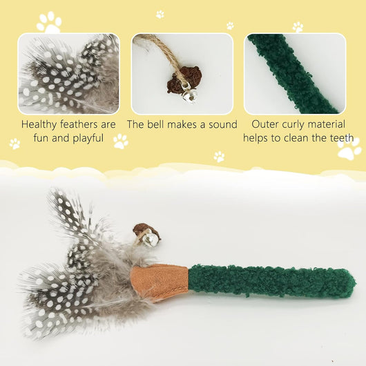 Juguetes para Gatos con Catnip y Plumas - Palitos Masticables Silvervine para Limpiar Dientes - Image 4