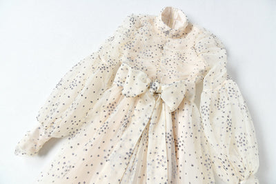 Vestido Slim Elegante con Estampado de Seda y Malla Brillante - Image 11
