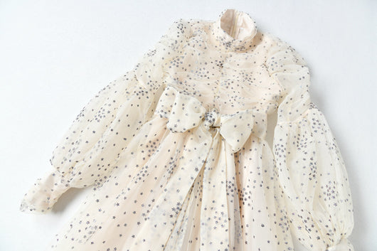 Vestido Slim Elegante con Estampado de Seda y Malla Brillante - Image 11