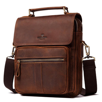 Bolsa Mensajero de Cuero Retro para Hombre - Maletín de Cuero Genuino Gran Capacidad - Image 10