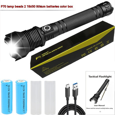 Linterna LED Telescópica XHP70 con Carga USB y Zoom Ajustable - Image 8