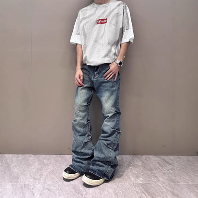 Jeans Skinny Plisados Efecto Vintage Estilo Urbano - Image 4