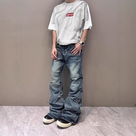 Jeans Skinny Plisados Efecto Vintage Estilo Urbano - Image 4