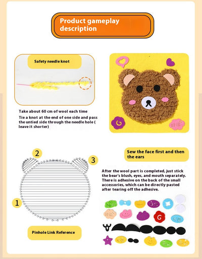 Kit de Bordado Infantil con Animales de Dibujos Animados - Juguete Educativo DIY para Jardín - Image 19