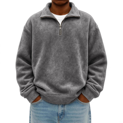 Sudadera Oversized Vintage con Cierre de Medio Cuello para Hombre - Image 5