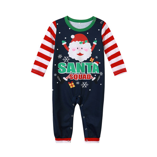 Santa Printed Parent-child Homewear, a two-piece pajama set with a Santa Claus graphic and red and white stripes. - Image 21