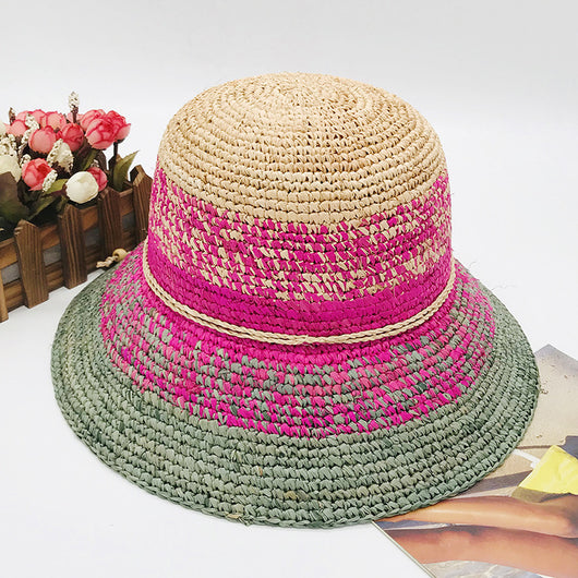 Sombrero de Rafia Tejido con Cúpula Calada y Ala Plana para Mujer - Image 9
