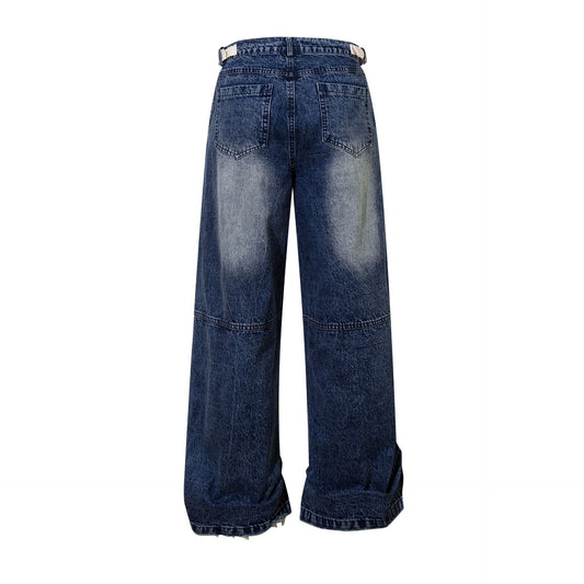Jeans Rectos de Cintura Alta con Pliegues Amplios - Image 2