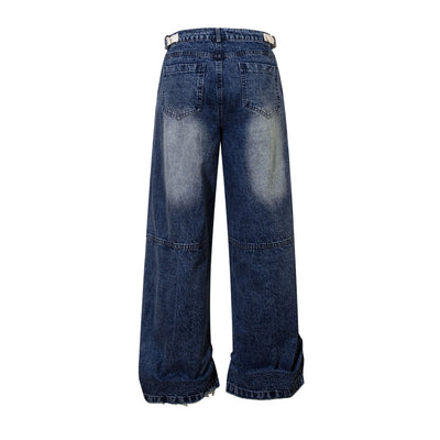 Jeans Rectos de Cintura Alta con Pliegues Amplios - Image 2