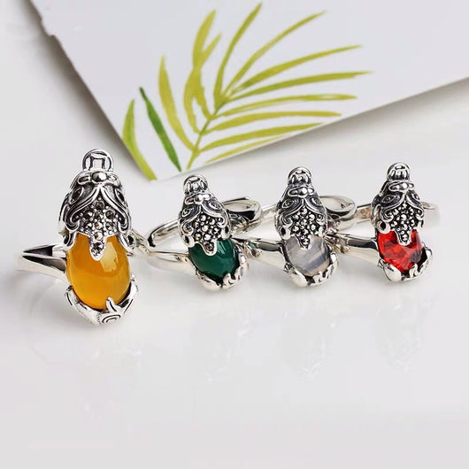 Anillo Vintage Granate Rojo en Ágata Calcedonia para Hombre y Mujer - Image 17