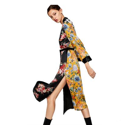 Cardigan Kimono Estampado Floral para Playa
