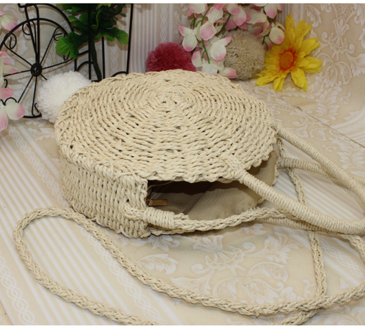 Bolso Tejido de Rafia Redondo - Bolsa de Playa Artesanal para Mujer - Image 3