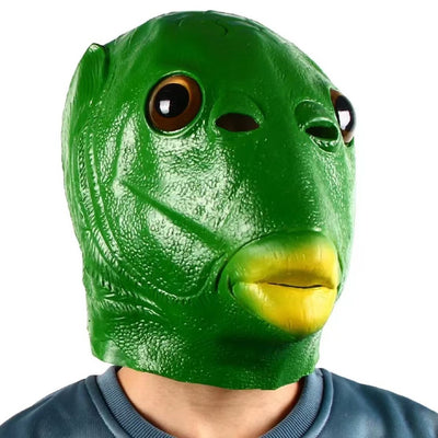 Máscara de Cabeza de Pez Verde - Disfraz Viral para Fiestas y Redes Sociales - Image 4