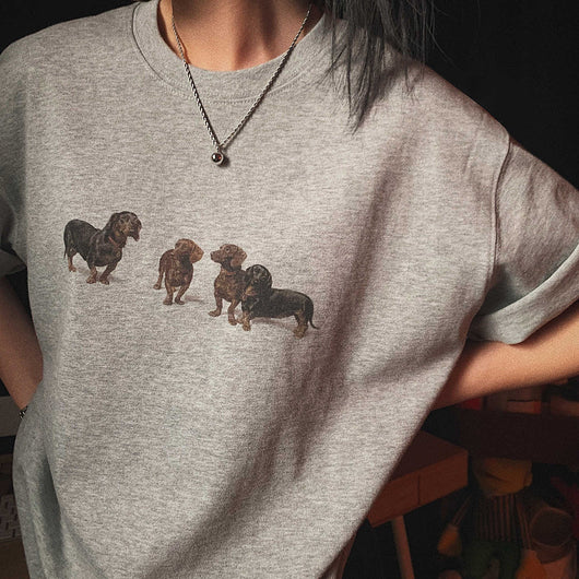 Camiseta Retro Perro Salchicha Americana de Manga Corta