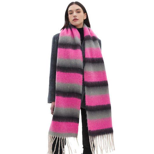 Bufanda Gruesa de Rayas con Flecos para Hombre y Mujer - Image 3