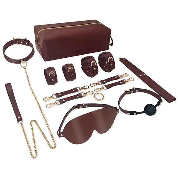 Set Completo de 9 Piezas para Parejas - Bolsa de Cuero, Pulsera, Accesorios Íntimos