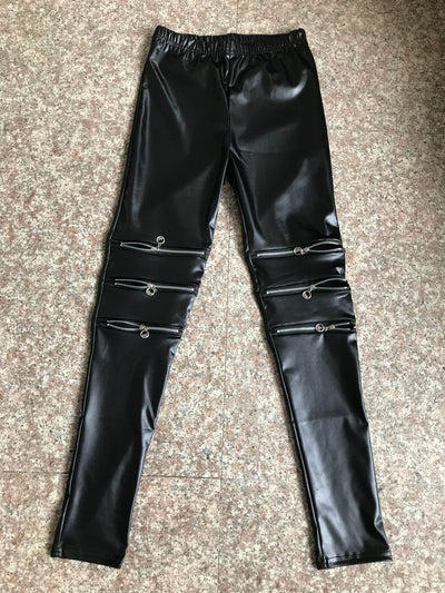 Leggins de Cuero con Tres Cierres en la Rodilla y Largo Nueve Puntos - Image 4