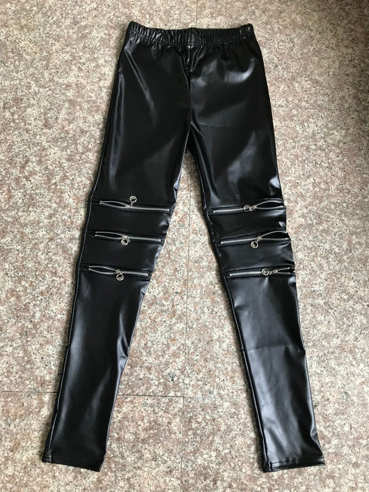 Leggins de Cuero con Tres Cierres en la Rodilla y Largo Nueve Puntos - Image 4