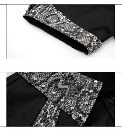 Camisa de Patchwork Cuero Serpiente con Remaches Metálicos - Image 13