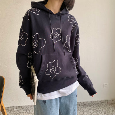 Sudadera con Capucha Bordado Floral para Parejas