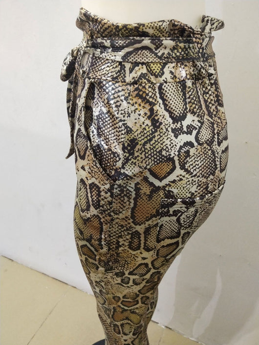 Pantalones Harem Estampado Piel de Serpiente Bronce para Mujer - Image 11