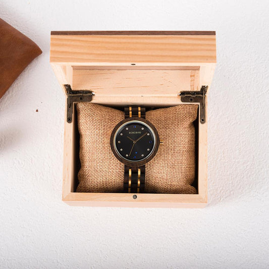 Reloj BOBO BIRD Oro y Madera Entre Estrellas
