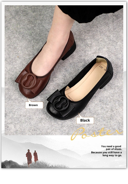 Zapatos Tipo Mocasín de Cuero Auténtico con Tacón Medio para Mujer - Image 14