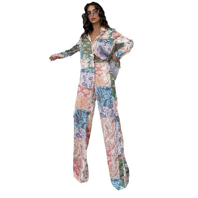 Conjunto Estampado Europeo Americano: Blusa Manga Larga y Pantalón para Mujer - Image 5