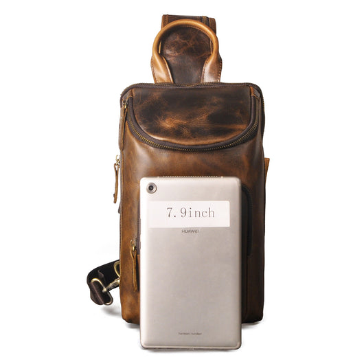 Bolsa de Pecho Retro en Cuero Crazy Horse Premium para Hombre - Image 28