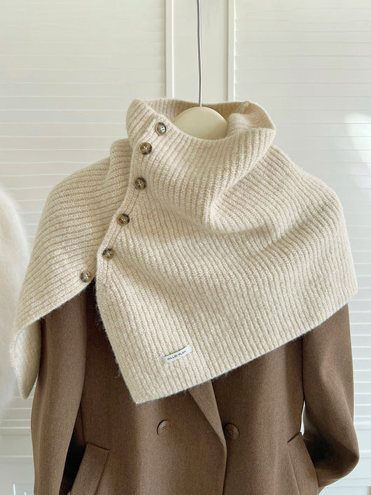 Capa Tejida de Lana con Cuello Alto Abrigador - Image 3