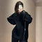 Cardigan Tejido Negro con Cierre Lateral - Suéter Grueso Holgado Camel