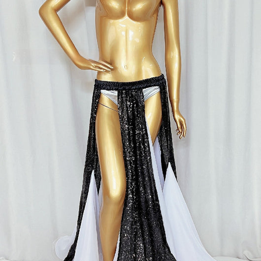 Falda de Baile con Lentejuelas y Abertura Elegante para Mujer