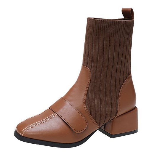 Botas Cortas Tejidas con Tacón Grueso para Mujer - Image 18