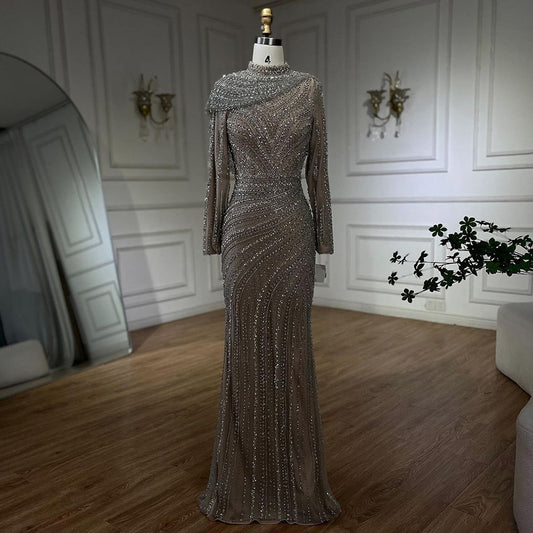 Vestido Fishtail Ajustado Nude para Mujer - Image 2