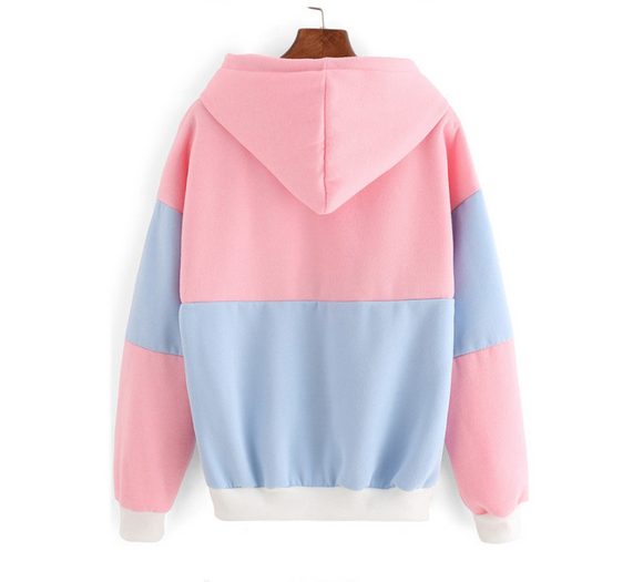 Sudadera con Capucha Casual de Manga Larga Bicolor - Otoño Invierno
