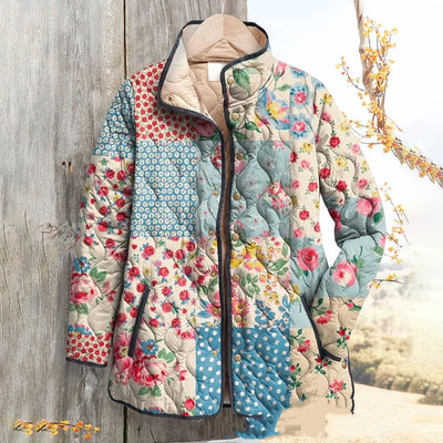 Suéter Mujer Estampado Floral a Rayas Otoño Invierno con Botones - Image 3