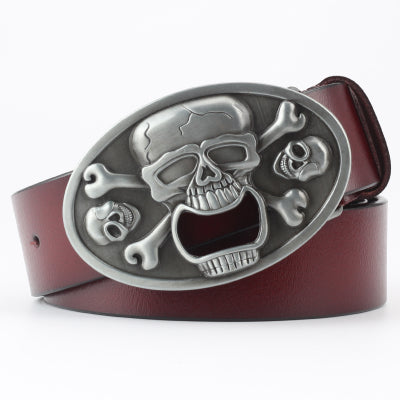 Cinturón Casual de Cuero con Hebilla Ghost Head y Correa Ancha Decorativa - Image 6