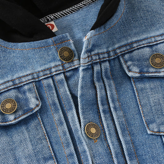Chaqueta Denim Raglan con Capucha Estilo Europeo y Americano para Niño - Image 10
