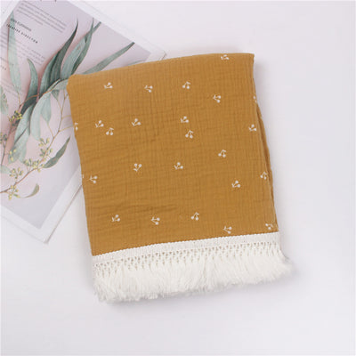Manta de Algodón Estampada con Flecos para Bebé - Image 2
