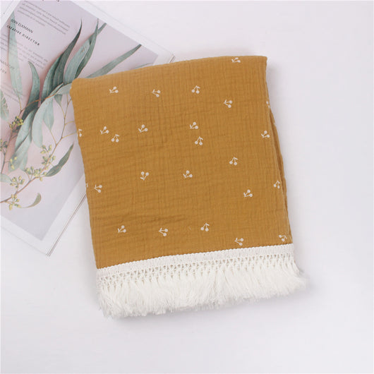 Manta de Algodón Estampada con Flecos para Bebé - Image 2